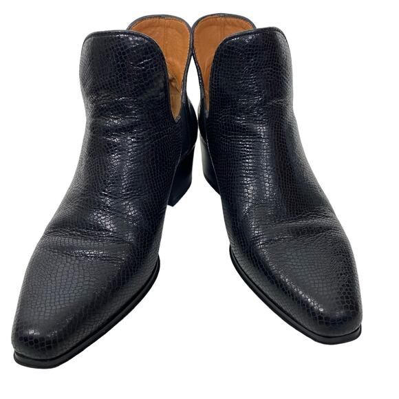 Franco Sarto Ashbury Boots Ankle Snake Embossed Leather Womens Size 6.5M Black - Picture 10 of 10